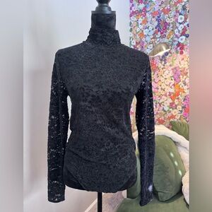 Black Lace Turtleneck Top